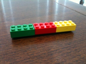Row of three lego blocks